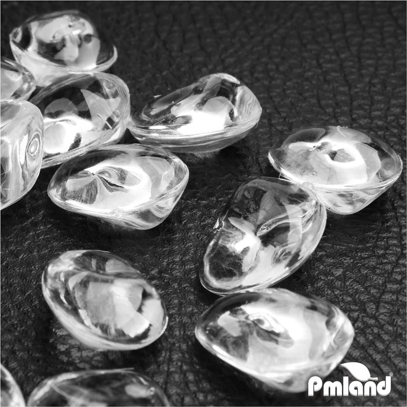 PMLAND 370 PCs 16mm Clear Acrylic Stones Table Scattering Wedding Bridal Baby Shower Party Decorations Vase Fillers, Cute Irregular Rocks Almond Shape - Clear - Image 2
